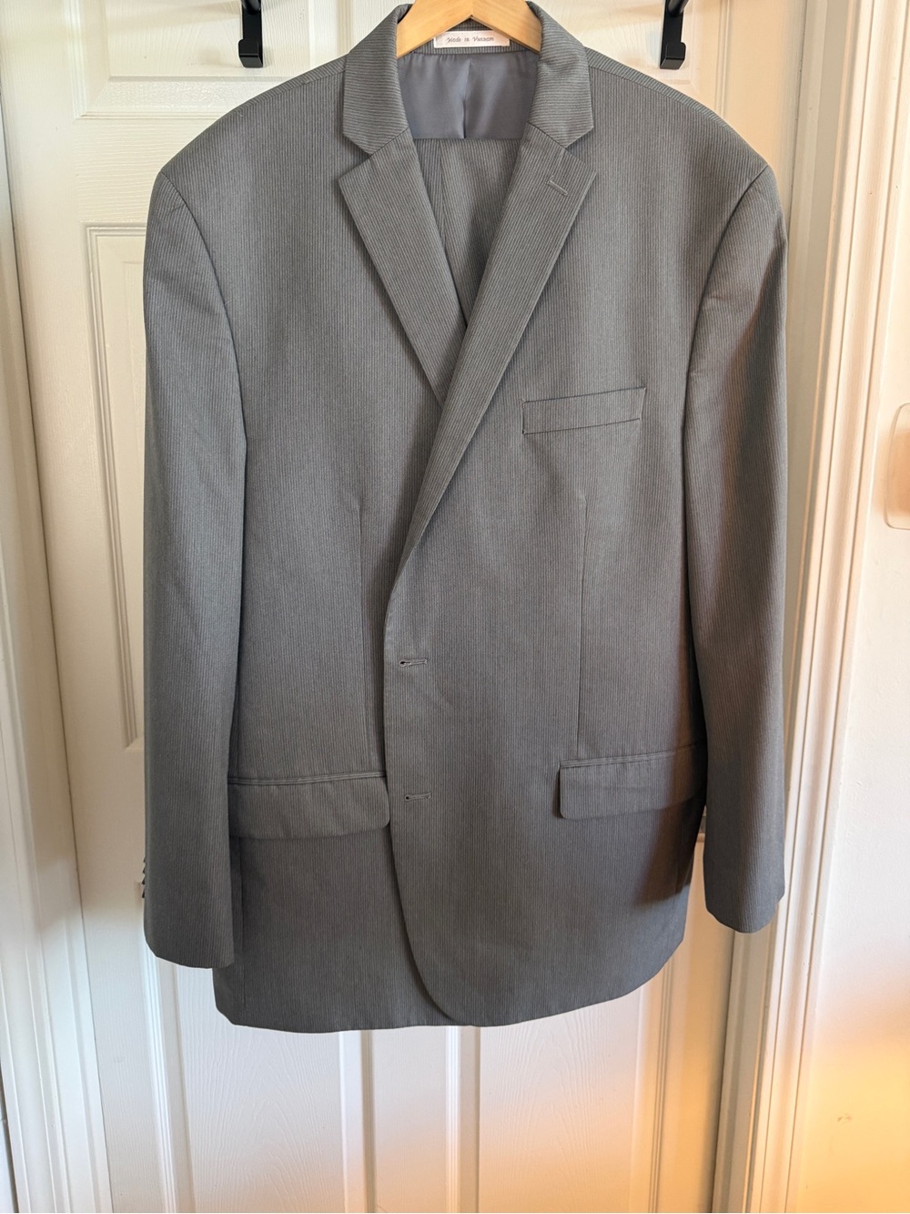 Michael Kors Men’s Two-Piece Suit - Medium Grey Micro Pinstripe - Size 48L